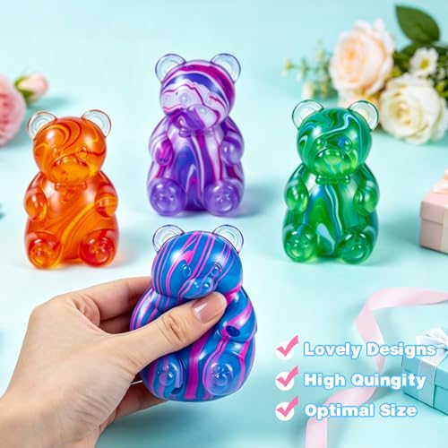 1Pc Gummy Bear Squishyies Fidget,Color Maltose Filled Squeeze Toys Slow Rising Squishy Stress Balls Adults Kids Party Favors,Classroom Prizes(Green) - Image 6