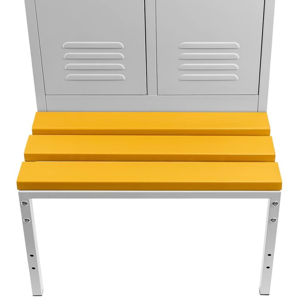 MEGA-M Podstawa do szafki BHP 80 z ławeczką WPC | metalowy stelaż, stałe siedzisko, przestrzeń na obuwie, 80 × 80 × 43 cm, do szatni i pomieszczeń socjalnych