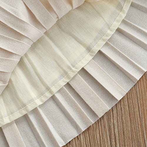 Mubineo Toddler Baby Girl Basic Plain Pu Pleated Skirt Leather Casual Mini Skirts (6 Years, Beige) #TOP5