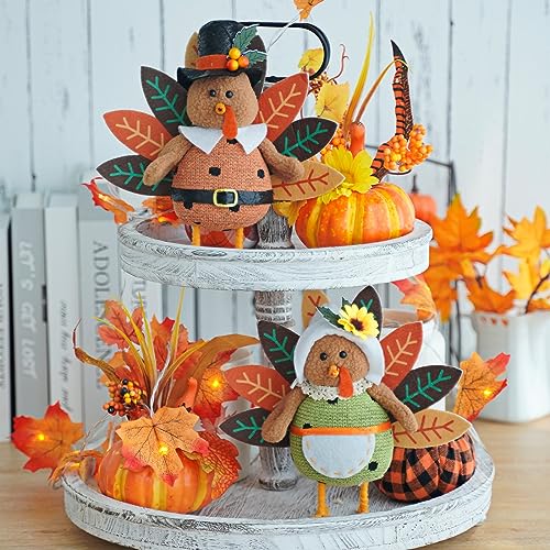 CRCZK Thanksgiving Turkey Decoration Fall Harvest Tabletop Decor Standing turkey with Dangling Legs, 2 Pack Plush Stuffed Turkeys Shelf Figurine Gift for Autumn Fall Harvest Halloween Home Decorations - Image 6