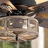 River of goods 52 inch led modern farmhouse ceiling fan with light rustic ceiling fans with lights elegant industrial fan with mesh metal caged shade brown  urban country home decor
