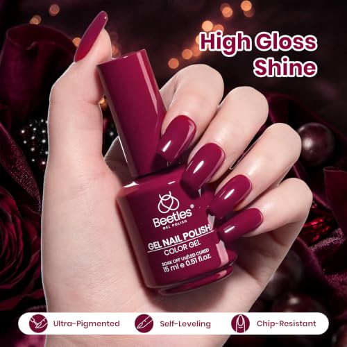 Image of Beetles Midnight Burgundy Gel Nail Polish, 15ML Dark Red Gel Polish