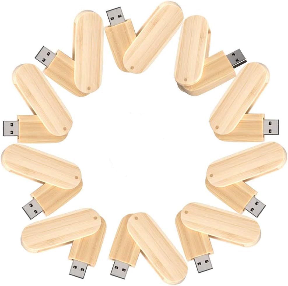 A Plus+ 10 Pezzi Chiavetta USB 64GB Flash Pendrive Bambù Girevole USB Flash Drive Regalo d'affari