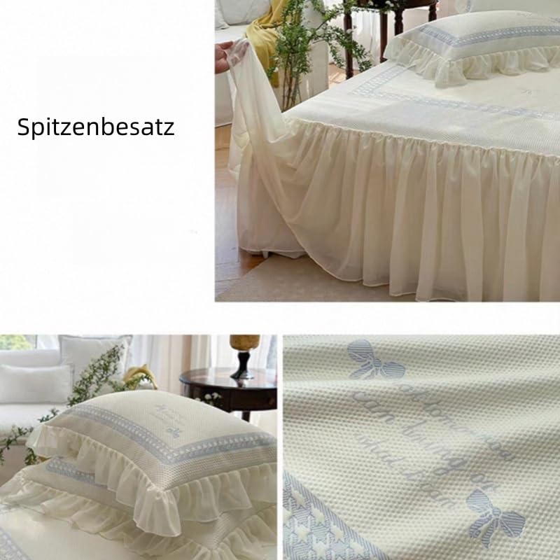 Bestickt Bed Skirt Betthusse Bettrock mit Rüschen Polyester 45cm Hohes Bett 150x200cm