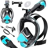 KESSER® Tauchmaske Schnorchelmaske Mit Elektrischem Lüfter Vollmaske Vollgesichtsmaske CO2-Standard-Tauchermaske Inkl. Kamerahaltung für Kinder und Erwachsene Müheloses Atmen 180° Sichtfeld, Türkis