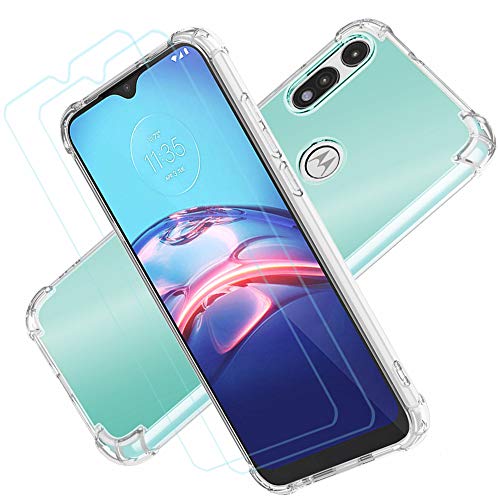 for Moto E Phone Case with Screen Protector, Transparent Shockproof Slim Two-Color Soft TPU Protection Cover Cases for Moto E 2020 (Clear)