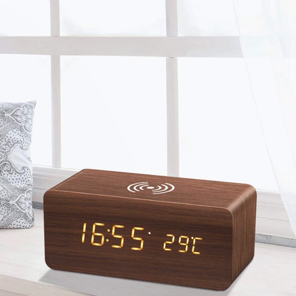Z cyfrowym zegarem biurkowym LED do sypialni, wielofunkcyjny alarm dźwiękowy