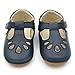 Dotty Fish Lujosos Zapatos de Cuero para bebés, para Fiestas, Bodas y Otras Ocasiones Especiales. Pepitos en Azul Marino. 20 EU