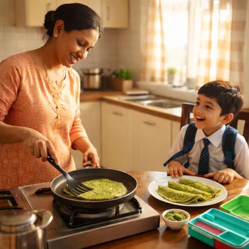 Image of The Naturik Co Spinach Moringa Cheela Mix 200g (Pack of 4) - Ready to Cook Chilla /Dosa Mix| Healthy & Instant Breakfast | Anytime Snack for Kids and Family | As Seen On Shark Tank