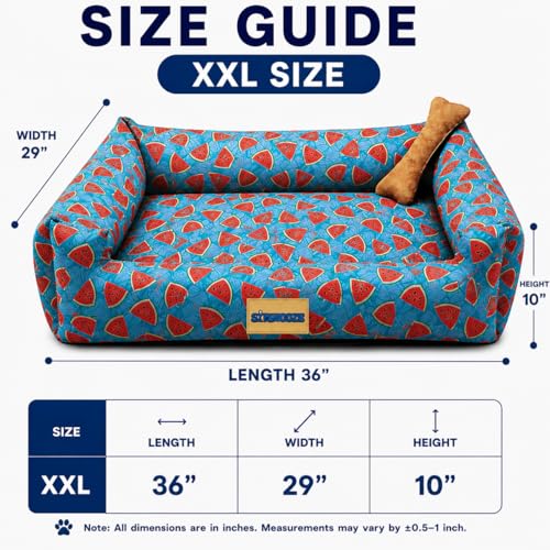 Image of SITSNOOZE XXL Dog Bed (30 to 45kg) for Doberman, Great Dane, Mastiff - Heavy Duty Orthopedic Pet Mattress, Waterproof Washable Big Sofa Lounger, Non-Slip Calming Cushion (Print 20, XXL)