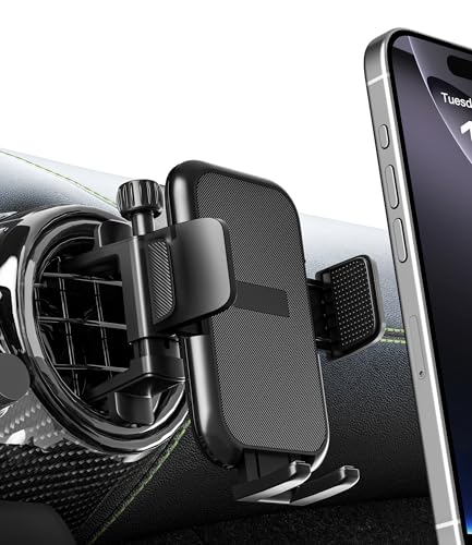 ALAFLY Car Round Vent Phone Mount for Mercedes Benz C-Class/FIAT 500/Ford Mustang/Jeep Wrangler [Big Phone & Thick Case Friendly], Hands Free Car Phone Holder, Wider Clamp for All Smartphone 4-7.2inch