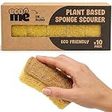 ecoME Cellulose Kitchen Washing Up Sponges | 10 Pack | Eco Friendly Home Cleaning Products | Non-Scratch Sponges | Zero Plastic | Biodegradable & Compostable | 10 Pack |UK Brand