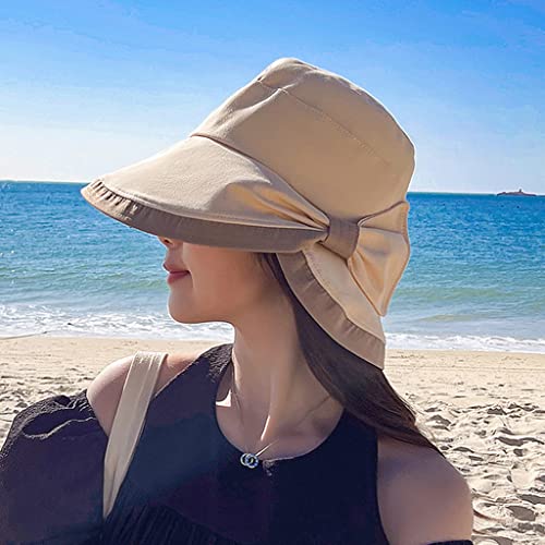 Chapeau de soleil femme pliable visière grand bord protection solaire et nœud