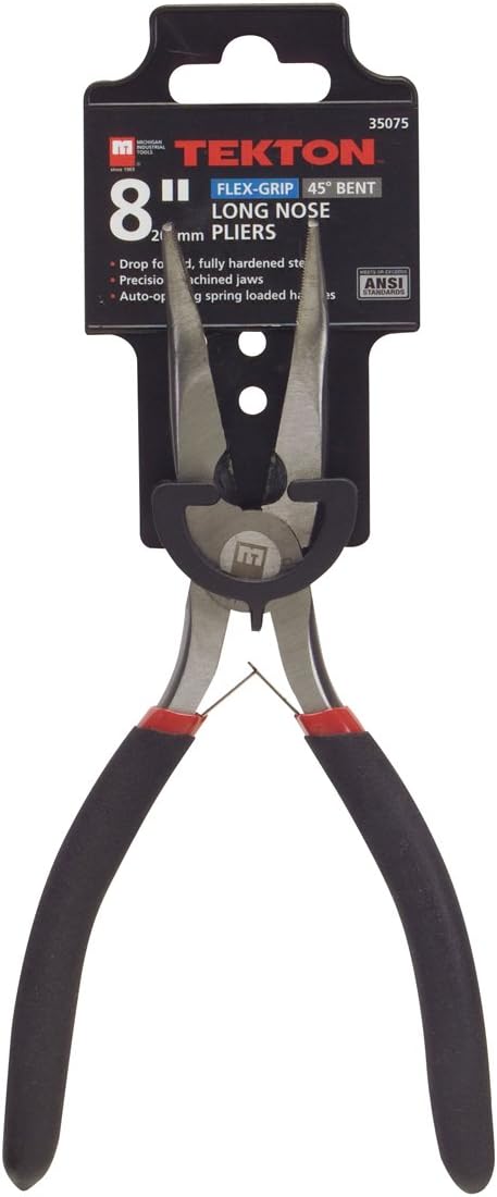 TEKTON 35075 8-Inch Flex Grip 45-Degree Bent Nose Pliers