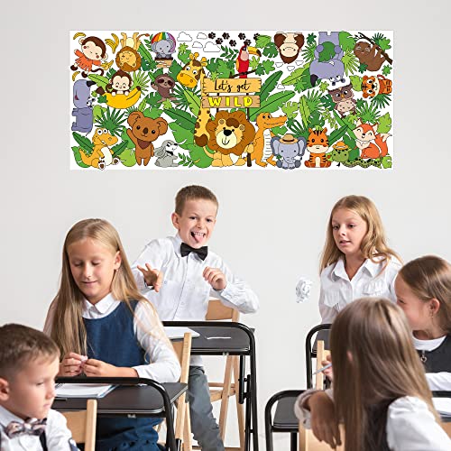 Giant Mandala Coloring Posters Wall Art Decor, Jumbo Coloring Sheets For Kids Adults - Great For Bedroom, Dining Room, Classroom Decorations, Diy Painting Crafts (Cartoon Jungle Animals, 55"X24") #TOP5