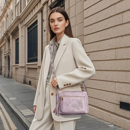 Crossbody Bags for Women Trendy Leather Crossbody Purse Shoulder Handbags Butterfly Design2