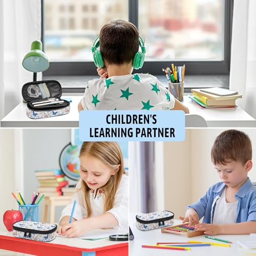 Image of Butterfly Pencil Case, Large Capacity Pen Pencil Case for Boys Girls Teen, Kids 3 Compartments Multifunction Pencil Box with Zipper Organizer, Pencil Pouch for Back to School Students