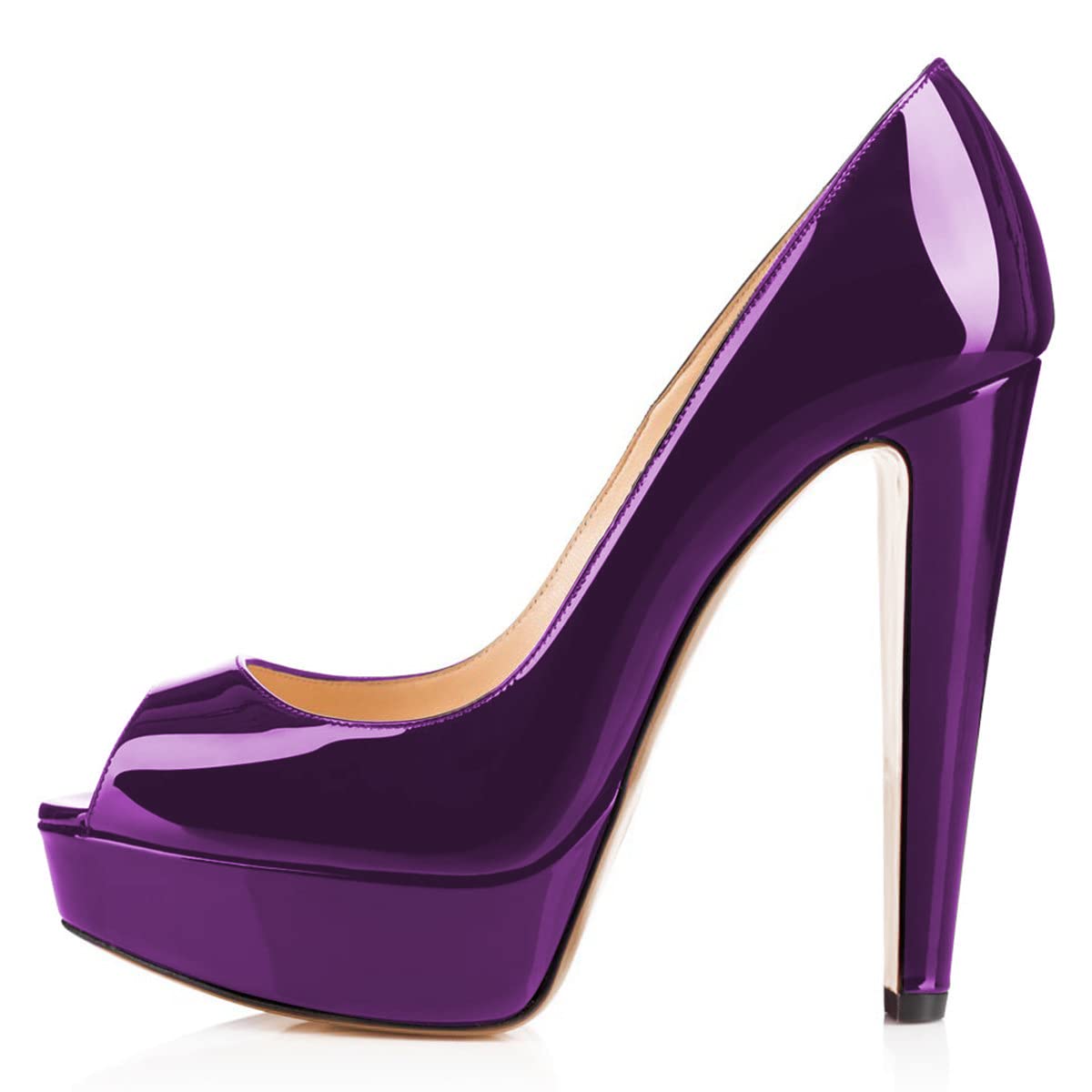 FSJ Women Sexy Chunky High Heels Platform Pumps Peep Toe Slide Fashion Dress Casual Shoes Size 4-15 US: 10 Winered