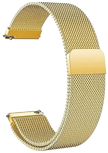 Image of PEFKO PSS56 19MM Milanese [ Magnetic ] Sporty Straps /Bands Compatible for Boat Storm Smart Watch & Watches with 19mm Lugs Size (19MM, GOLD [ MAGNETIC MILANESE STRAP ])