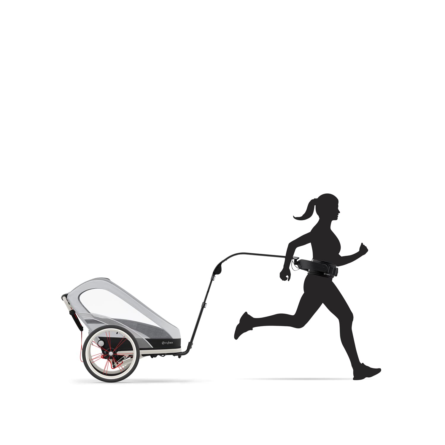 Cybex Hands-free Running Kit für Multisport-Anhänger ZENO, Inkl. Zugstange und Hüftgurt, Schwarz