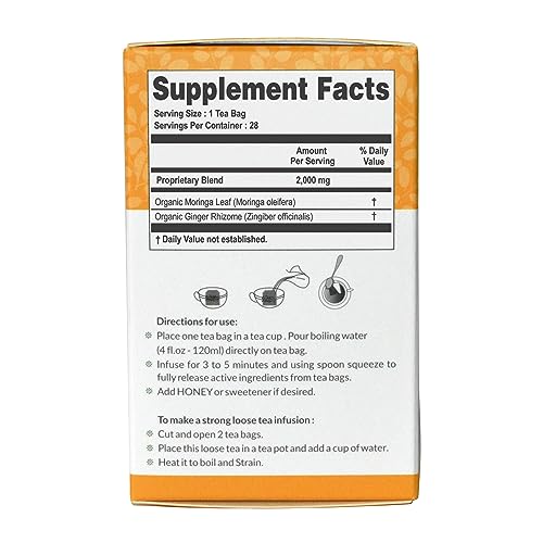 Organic Veda Moringa Ginger Green Tea, 28 Tea Bags - 100% Natural Ginger Moringa Herbal Tea for Energy, Immunity & Digestion with Essential Nutrients & Antioxidants - No GMO, Gluten-Free, Vegan - Image 3
