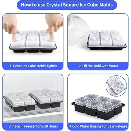 Image of Premium Large 3D Crystal Square Ice Cube Tray, Silicone Molds for Chilling Drinks, Chocolates, Juice, Jelly and Many More. (Blue)