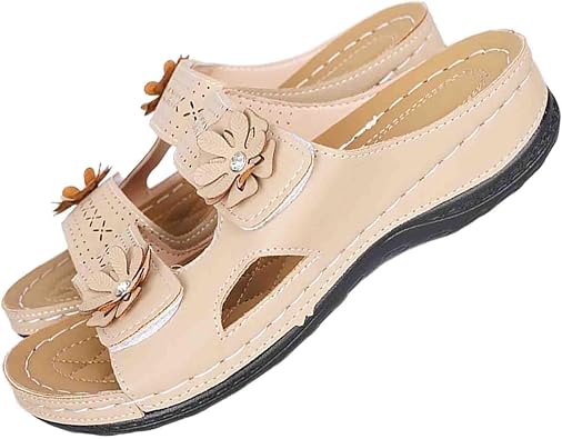 Orthopaedic Sandals for Women Wedge Sandal Open Toe Platform Shoes Garden Beach Slippers Ladies Summer Wide Fit Cushion Walk Sandals with Arch Support Lightweight Footwear