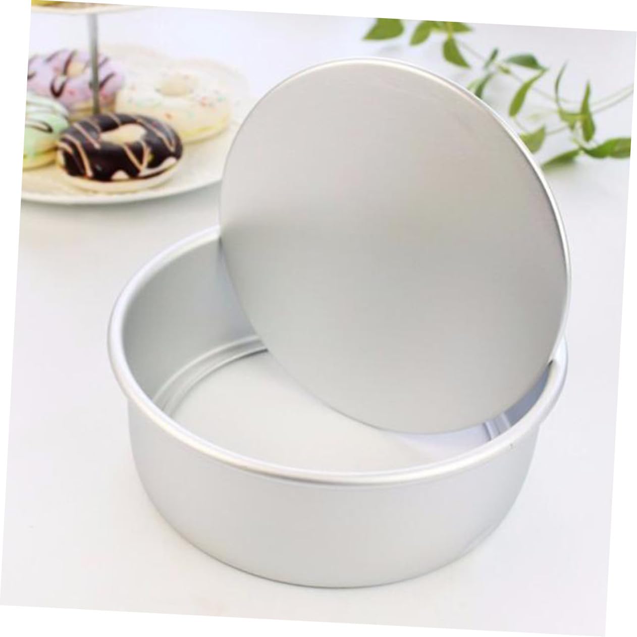 Molde Redondo para Pasteles de 6 Pulgadas de Aleación de Aluminio, 4 Piezas | Fondo Extraíble, Color Plata, para Postres y Galletas, Acabado Antiadherente