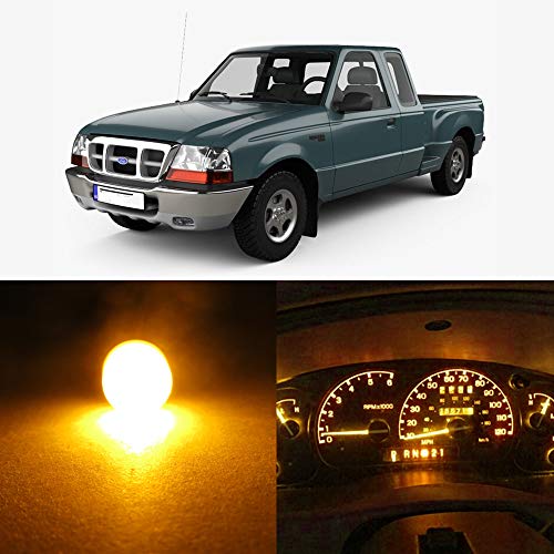 Image of WLJH High Bright Yellow Instrument Cluster Gauge Panel Indicator Warning Lamp Bulb Full Led Light Kits for Ford Ranger 1995-2003,Pack of 25 | 3030 SMD, Direct Replacement, Dimmable, No Soldering, Dash Light Illumination, Warning Indicator, 25-Pack