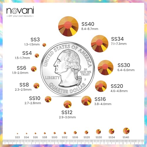 Image of Novani Rhinestones Flatback Rhinestones Glass Gems Stones Jewels Round Gemstones Non-Hotfix Crystal for Crafts,SS30,288 Pieces,Gold