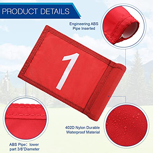 3 Pieces Golf Flag with Tube Inserted, 420D Nylon Mini Flags for Putting Green, Yard, Indoor Outdoor Backyard Garden, Portable, Numbered, 8 x 6 Inch - Image 3