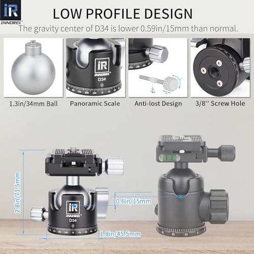 Image of Innorel Carbon Fiber Tripod P254C 62.5 inch Compact Lightweight Tripod & Monopod For Dslr Camera Stand Support With Low Gravity Center Ball Head Special-Shaped Center Column Max Load 26.5 Lbs 12 Kg