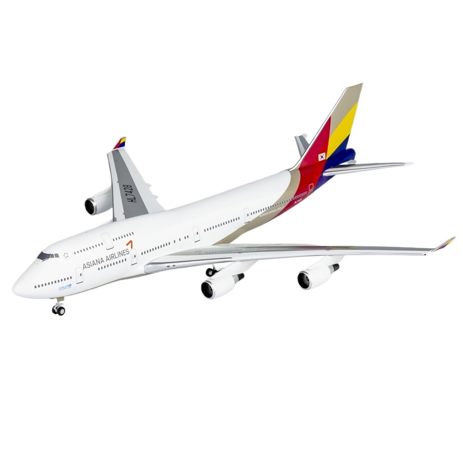 Modelli di Aerei Replica 17CM 1/400 Modello di visualizzazione su Larga Scala Aereo per Asiana Airlines B747-400 HL7428 Modello di Aereo in Miniatura di Aereo finito statico