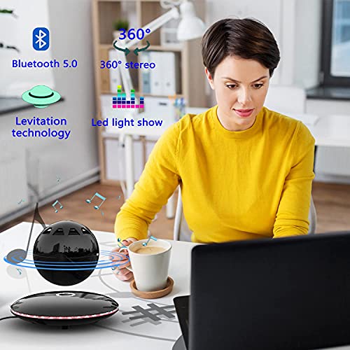 【2021 Newest】RUIXINDA Levitating Bluetooth Speaker Magnetic Wireless Floating Speakers with 8W Louder Stereo Sound,360 Degree Rotation,for Home Outdoors Cool Tech Gadgets Birthday Unique Gifts(Black) by RUIXINDA - Used condition - Image 3