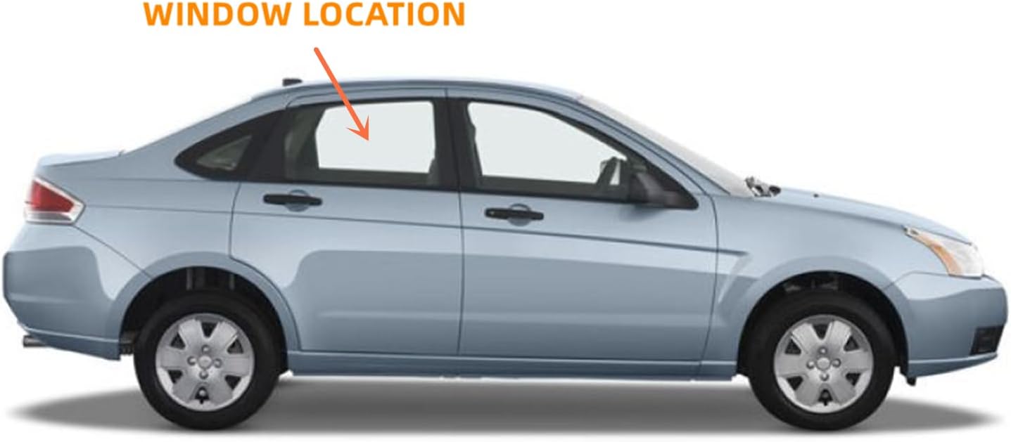Passenger/Right Side Rear Door Window Glass Replacement for Ford Focus 4 Door Sedan 2008-2011