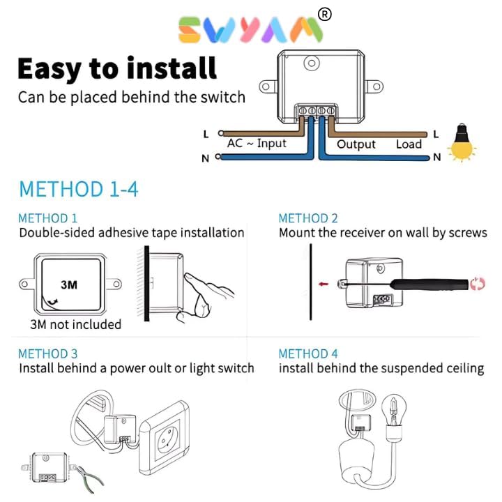 Image of No Battery Self Powered Kinetic Wireless RF Switch - 3 Gang 3 Receiver | 2 Way Operation | 433MHz RF | Compatible with All Electrical Loads