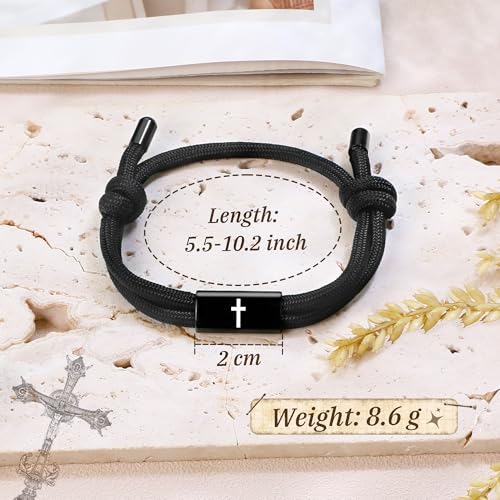 Joshua 1 9 Cross Bracelet for Men, Religious Boys Bracelets Inspirational Christian Gifts Prayer Bracelet for Faith as Teen Boy Gifts, Catholic Confirmation Birthday Gifts for Son Nephew3