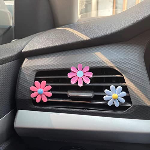 Image of 6 Pieces Daisy Flower Air Vent Clips Cute Colorful Flowers Air Vent Clips Car Interior Decor Charm with Dry Fragrance Pads for Girls Women Car Decoration Accessories
