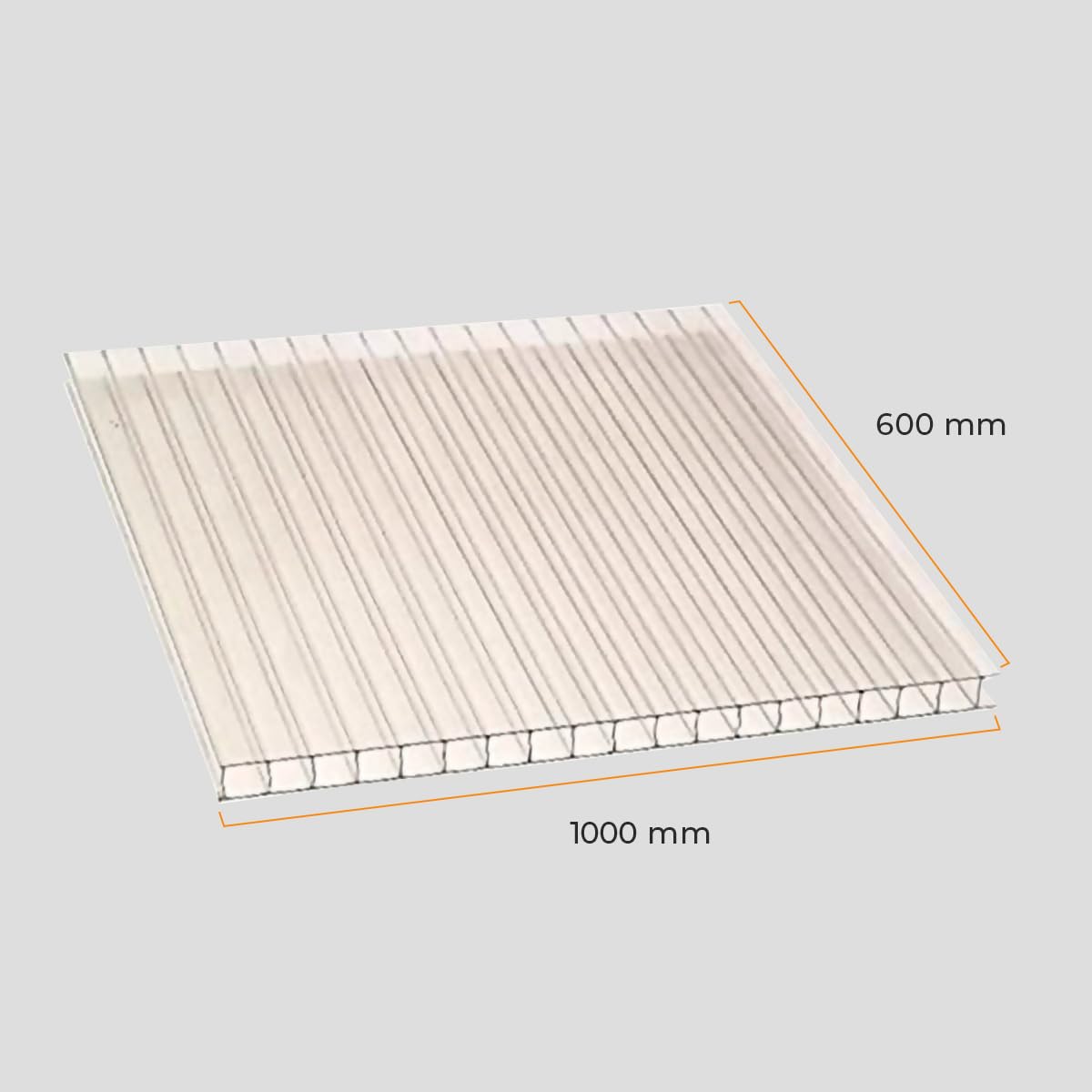 Plancha de Policarbonato Celular Compacto - Placa Transparente 10 mm - Panel Alveolar Multiusos para Tejados e Invernaderos - Medidas: 1000 x 600 mm