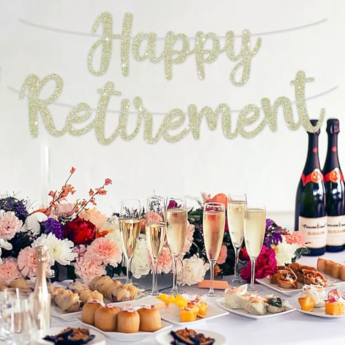 Image of BEISHIDA Pre-Strung Champagne Happy Retirement Banner Party Decoration