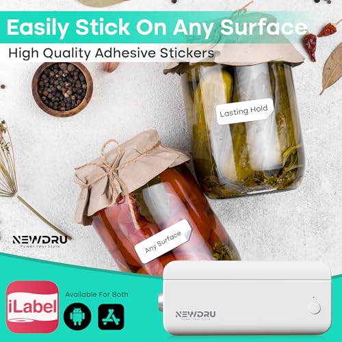 Image of NEWDRU Bluetooth Mini Label Printer | Portable Label Maker with Free 180 Labels | Rechargeable 1000mAh Thermal Printer | Ink-Free, Compact & Wireless Labeling Machine for Home & Office - LabelEase Pro