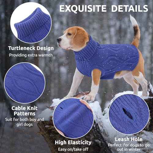 Queenmore Pullover für kleine Hunde | Warm & Bequem | Stretch Hundepulli | Malteser, Pomeranian, Pudel, Shih Tzu (Blau, S)