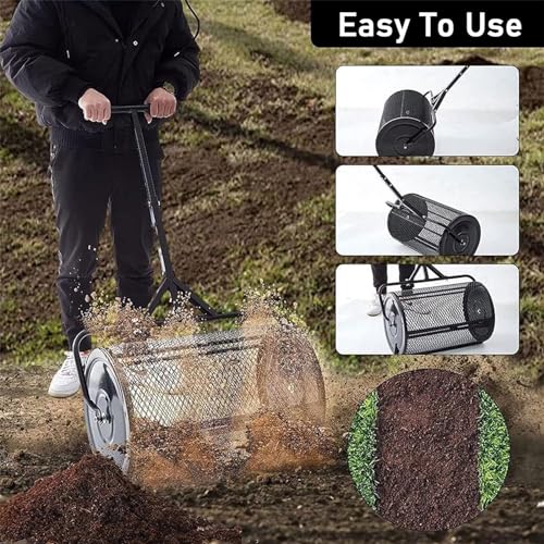 Esparcidor de Compost para Césped y Jardín 34x34x68cm Negro miniatura 4