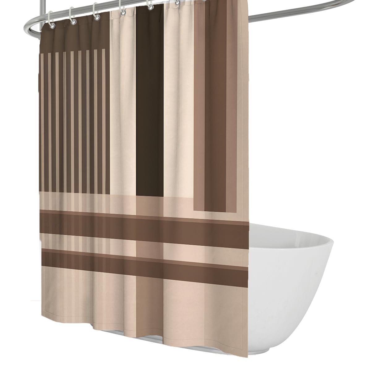 Uiringart Shower Curtains Brown Beige Geometric Stripes W180xl200cm Abstract Minimalist Mildew Resistant Waterproof Bath Curtains Bathroom Decor