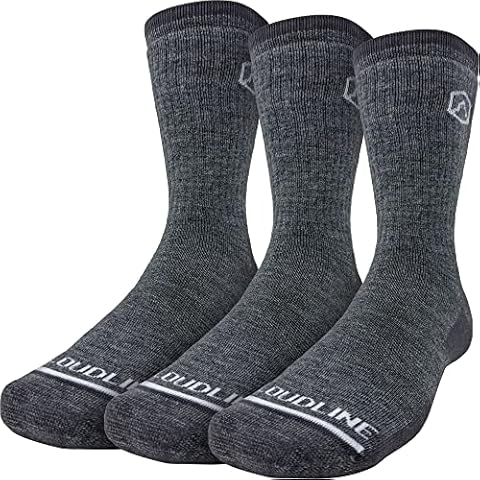 CloudLine Men’s and Women’s Merino Wool Hiking Socks - Cushioned, Warm, Anti-Blister, Moisture Wicking, Made in USA - Granite Size Medium, 3 Pairs Cover