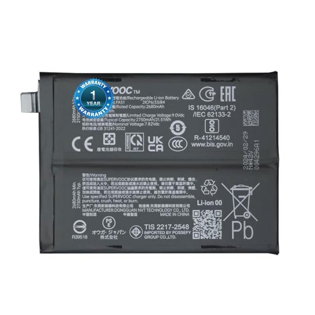 XILIOES ORIGINALS® Original BLPA51 Battery for Realme GT 6; GT 6T; GT Neo6 SE Battery 1 Year Warranty*** (T156)