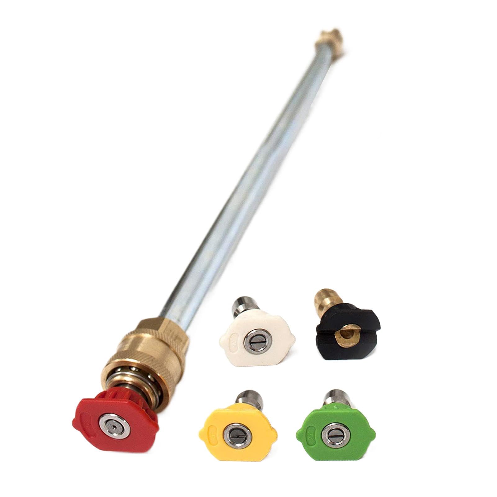 Varilla de extensión para hidrolimpiadora, varilla para hidrolimpiadora de coche, varilla de extensión para lavadora de alta presión 4000PSI, con 5 puntas de boquilla para una limpieza eficiente de