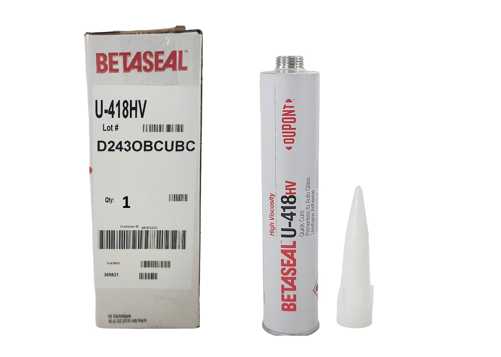 Betaseal U-418HV Automotive Windshield/Glass Adhesive - High Viscosity Urethane, Primerless to Glass - 310ml (10.5oz) (Cartridge, 1, Count)