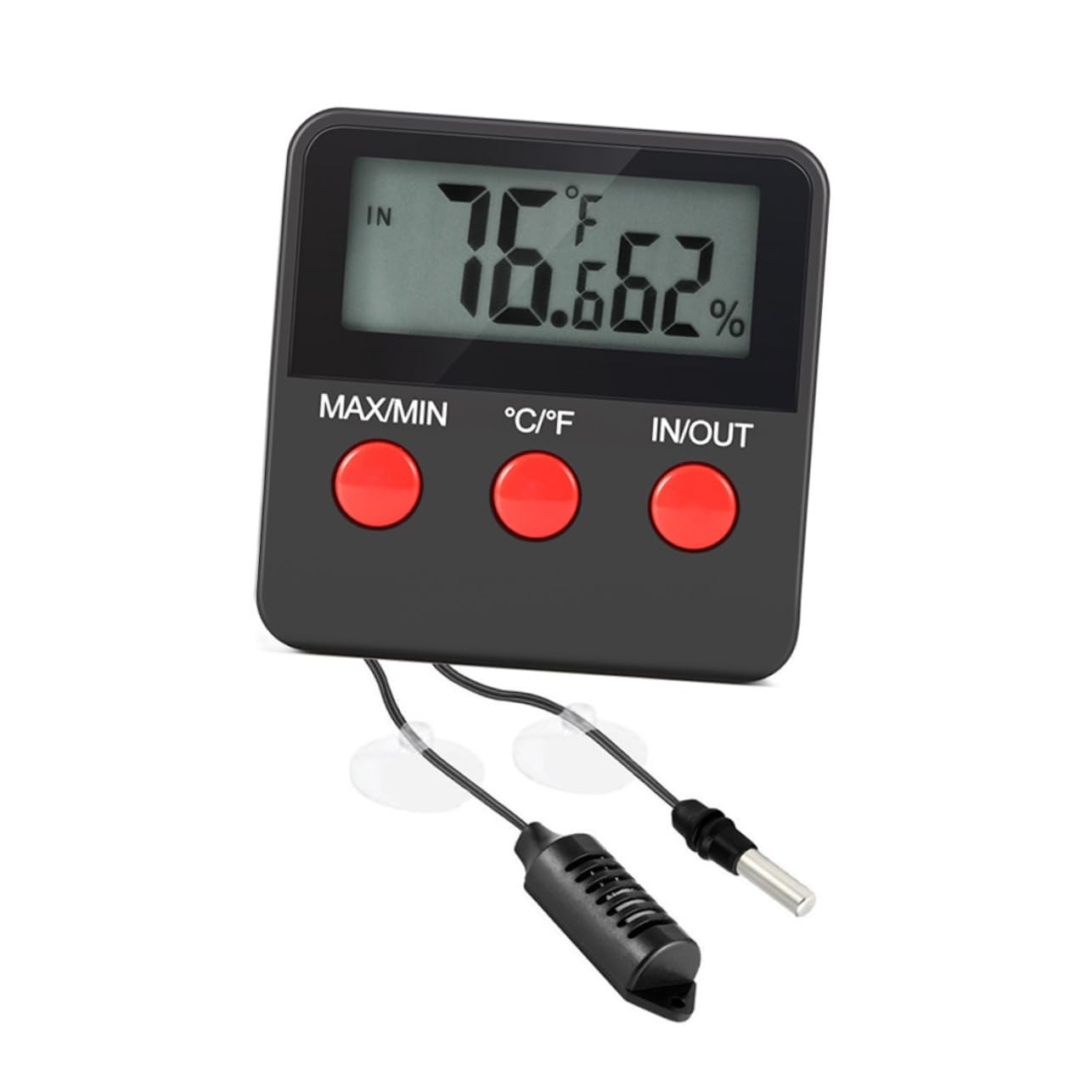 PartyKindom 3pezzi Termometro Digitale Igrometro per Rettili e Incubatrici Misuratore umidità e Temperatura Senza Batteria Display LCD per Uova e Animali Domestici Nero