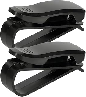 2 PCS Sunglass Holder for Car, Visor Sunglass Holder Clip, Hanger Mount Visor Organizer with Card Ticket Clip, Auto Interior Accessories for Car SUV Truck (Black)